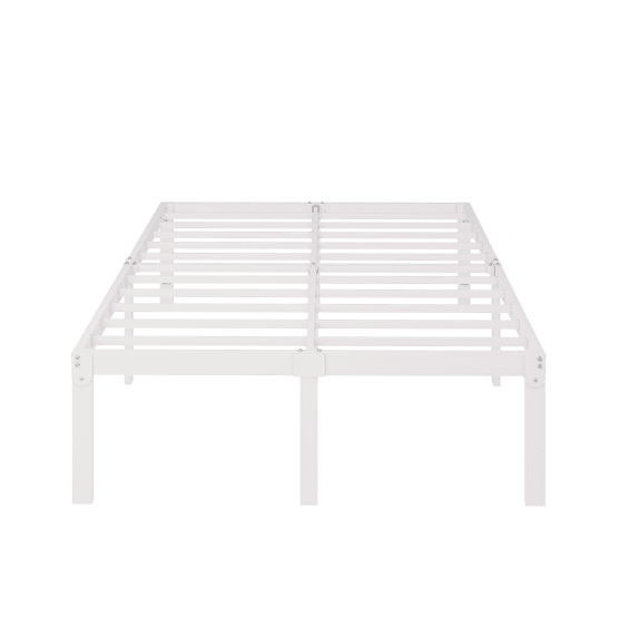 Merrland Queen Size Metal Bed Frame, 18" Platform Bed with Large Under-Bed Storage Space, Noise-Free, Easy Assembly, White