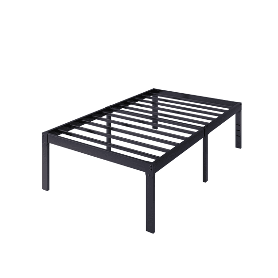 Merrland Twin Size Metal Bed Frame, 18" Platform Bed with Large Under-Bed Storage Space, Noise-Free, Easy Assembly, Black