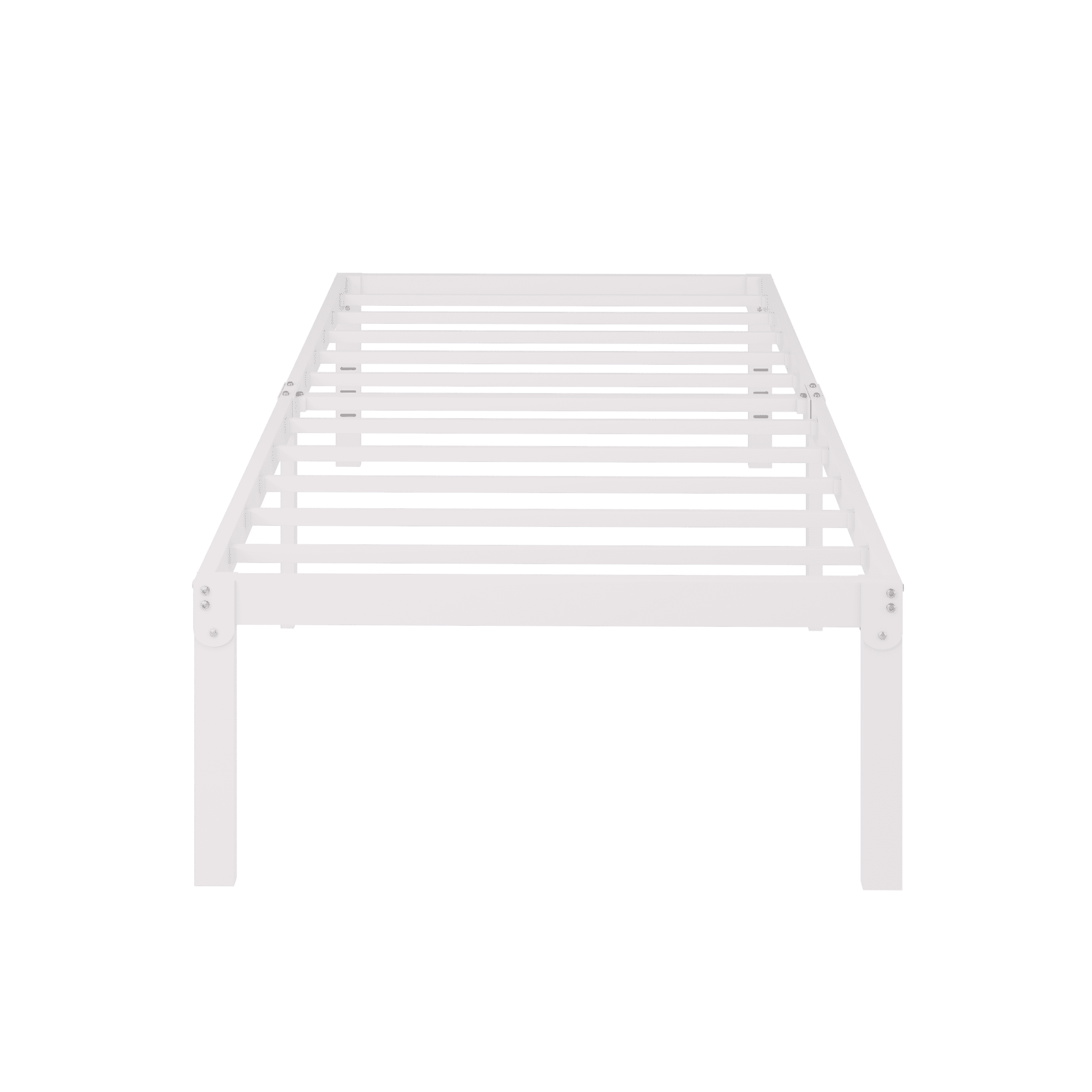 Merrland Twin Size Metal Bed Frame, 18" Platform Bed with Large Under-Bed Storage Space, Noise-Free, Easy Assembly, White