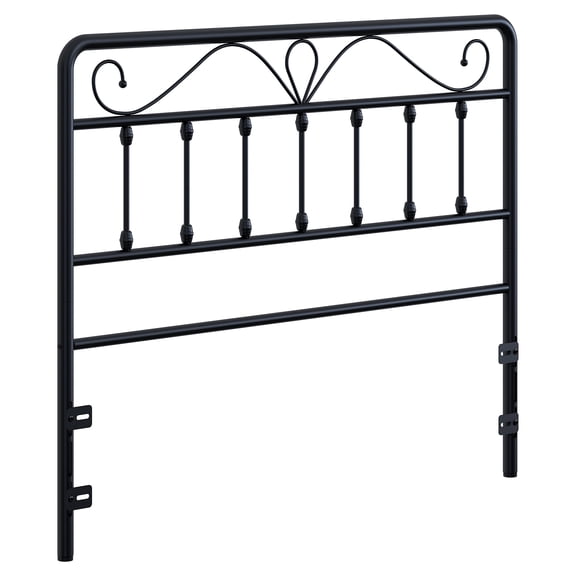 Merronix Full Size Vintage Metal Headboard with Height Adjustable for Bed Frame, Black