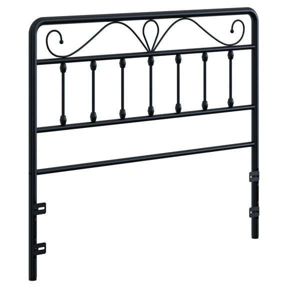 Merronix Queen Size Vintage Metal Headboard with Height Adjustable for Bed Frame, Black