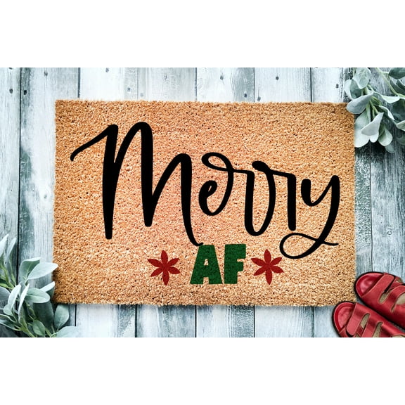Merry AF Christmas Door Mat | Christmas Doormat | Winter Decoration | Welcome Mat | Holiday Doormat | Winter Decor | Christmas Gift
