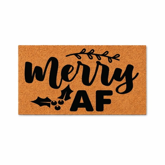 Merry AF Doormat, Funny Christmas Door Mat, Rustic Front Porch Welcome Mat, Holiday Home Decor Gift 4539 (18x30 inches) 4539