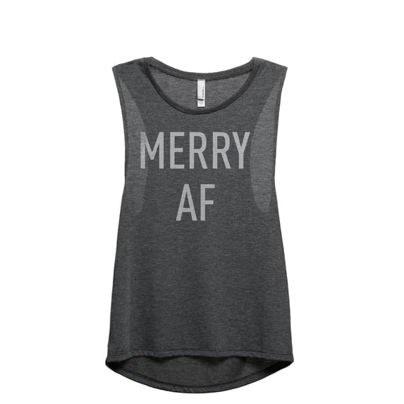Merry AF Women's Fashion Sleeveless Muscle Workout Yoga Tank Top Charcoal Grey X-Large