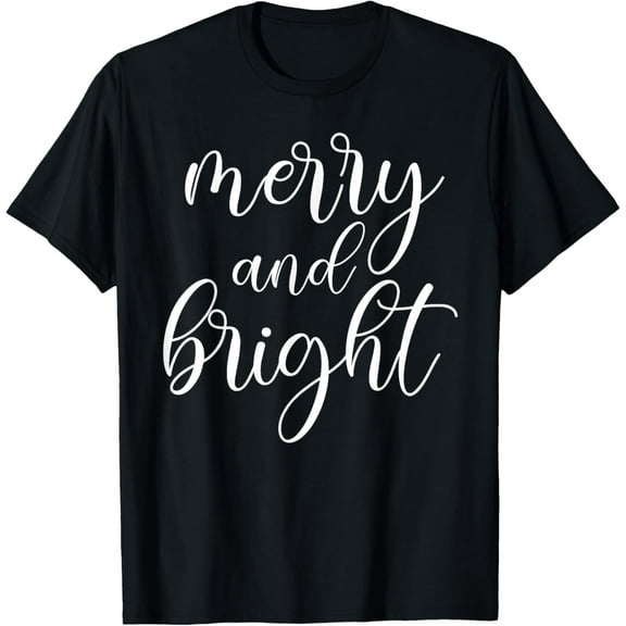 Merry And Bright Christmas Pajamas Outfit Funny Family Xmas T-Shirt