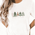thumbnail image 1 of Merry And Bright Christmas Trees Print Tshirt Graphic Tees Holiday Winter Shirts White S-5XL Tops, 1 of 4