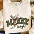 thumbnail image 1 of Merry And Bright Embroidery File Deer Antlers With Christmas Lights Holiday Embroidery Pattern Festive Stitch Design Digital File For Shirts, 1 of 4