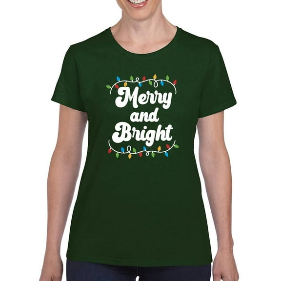 Merry And Bright Lights T-Shirt Women -Smartprints Designs, Female Medium