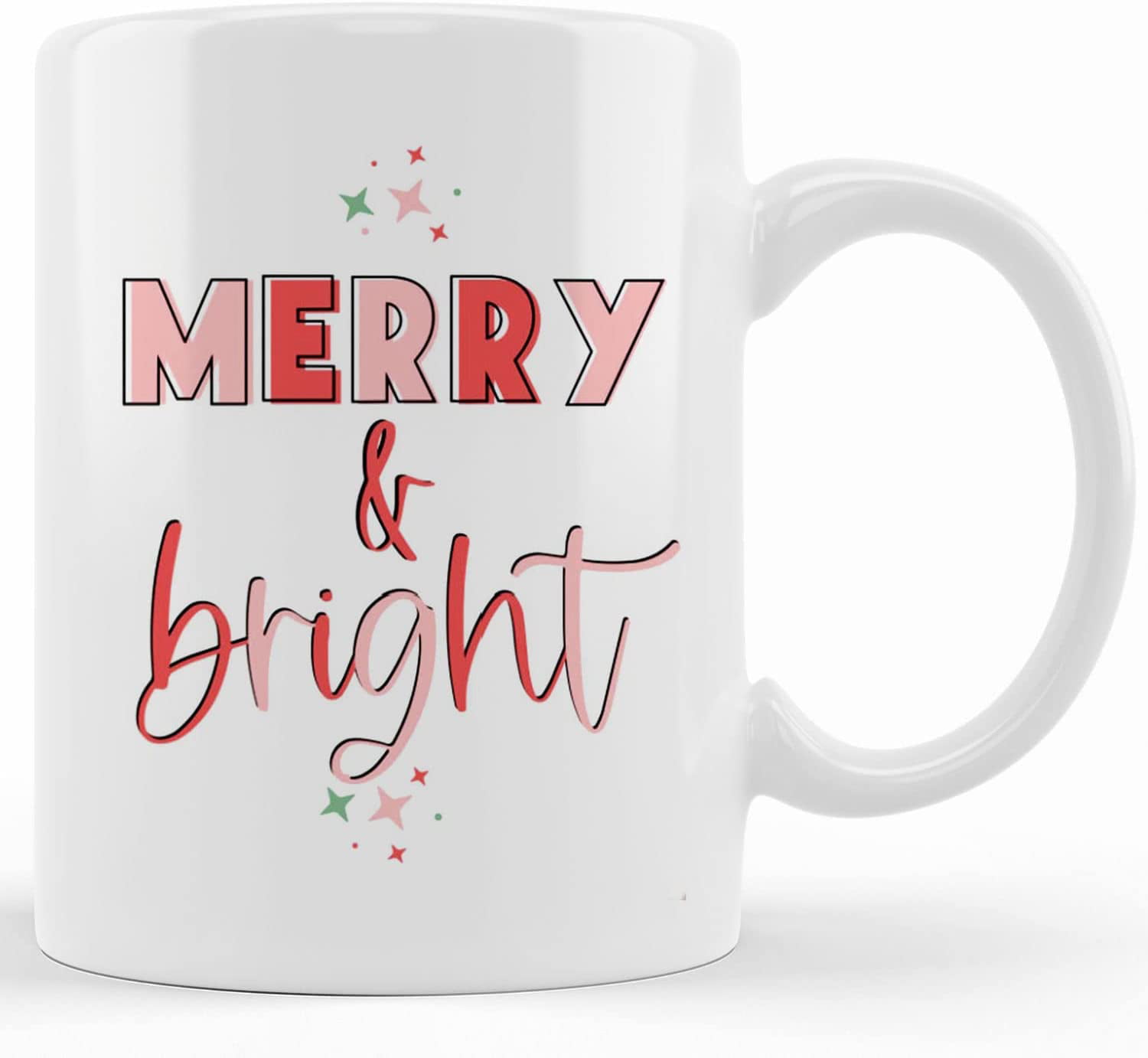 Merry & Bright Christmas Tumbler Cup with Handle