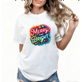 thumbnail image 1 of Merry And Bright Neon Christmas Graphic Tee T-Shirt Top Print Short Sleeve Round Neck White S-5XL, 1 of 5