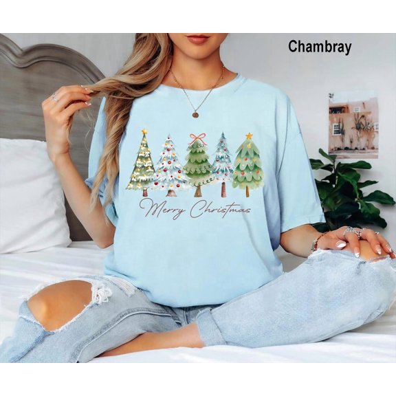 Merry And Bright Trees Women'S Holiday Chic Cute Version Two T-Shirt