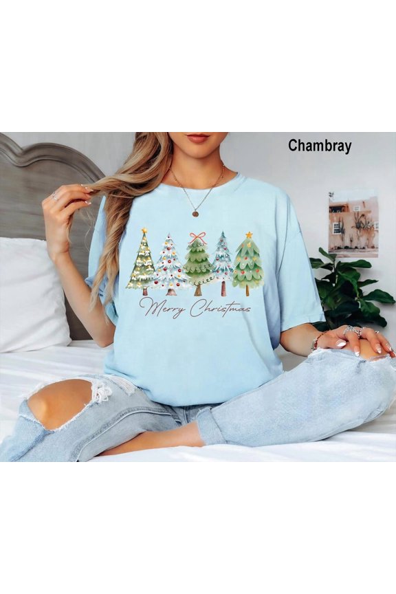 Merry And Bright Trees Women'S Holiday Chic Cute Version Two T-Shirt