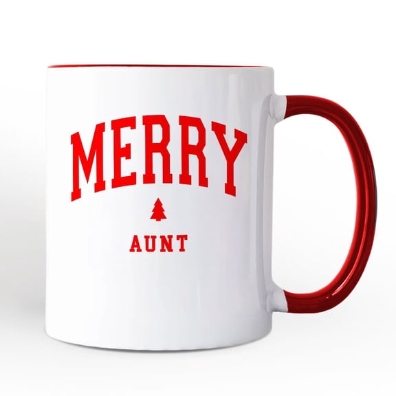 Merry Aunt Retro Christmas Personalized Mug, Matching Family Holiday Gift with Custom Name