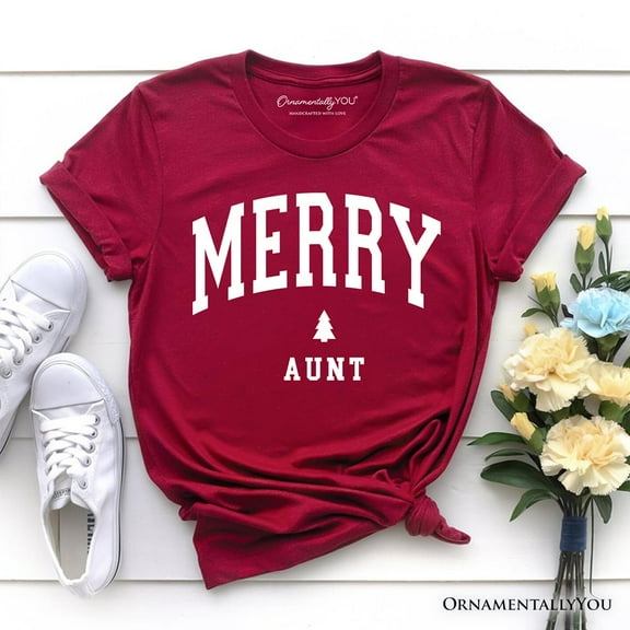 Merry Aunt Retro Christmas T-Shirt, Matching Family Holiday Tee