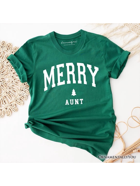 Merry Aunt Retro Christmas T-Shirt, Matching Family Holiday Tee