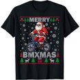 Merry BMXMAS Men Christmas BMX Bike Rider Ugly Sweater Boys T-Shirt ...