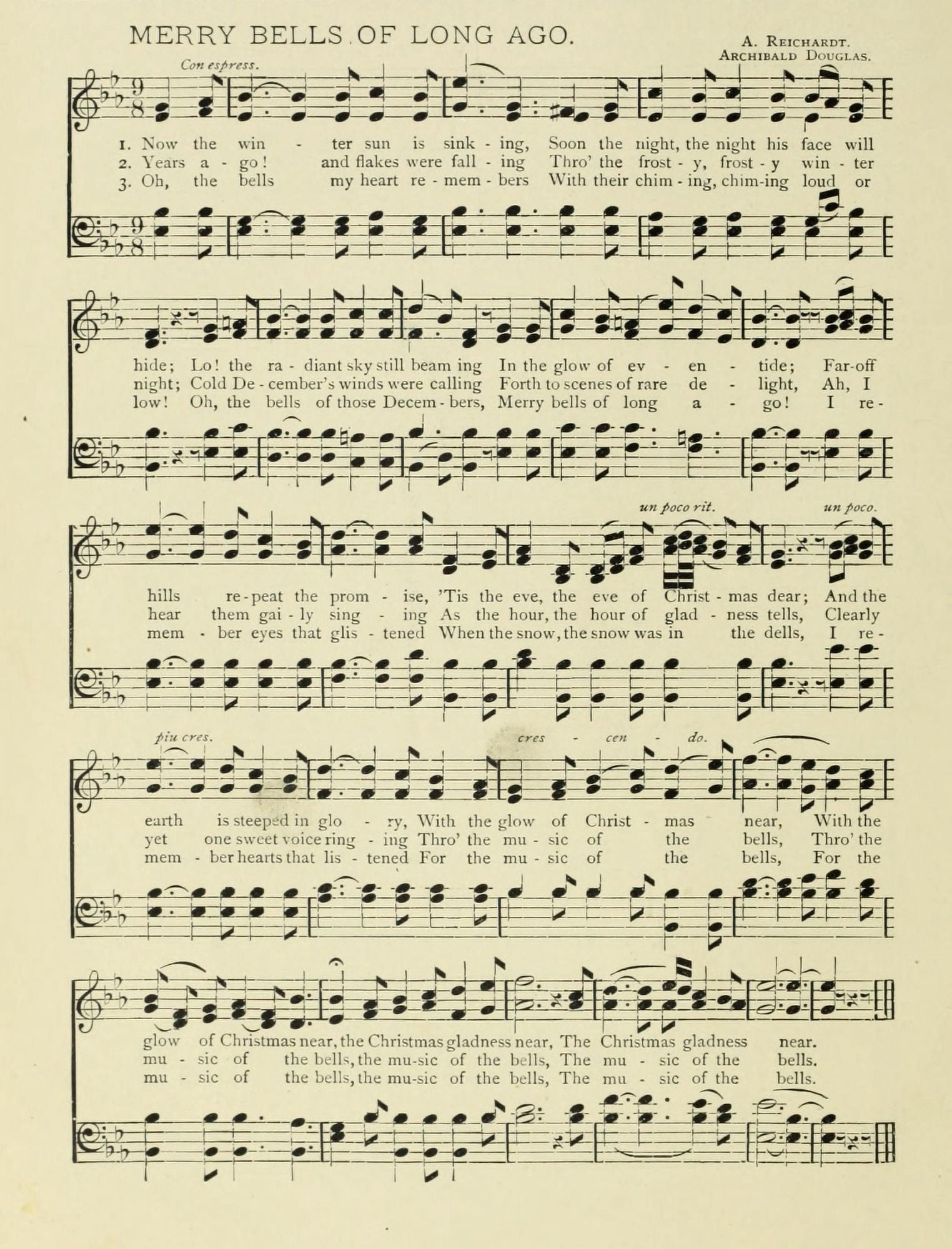 Merry Bells of Long Ago Christmas in Song 1891 Canvas Art - (18 x 24)