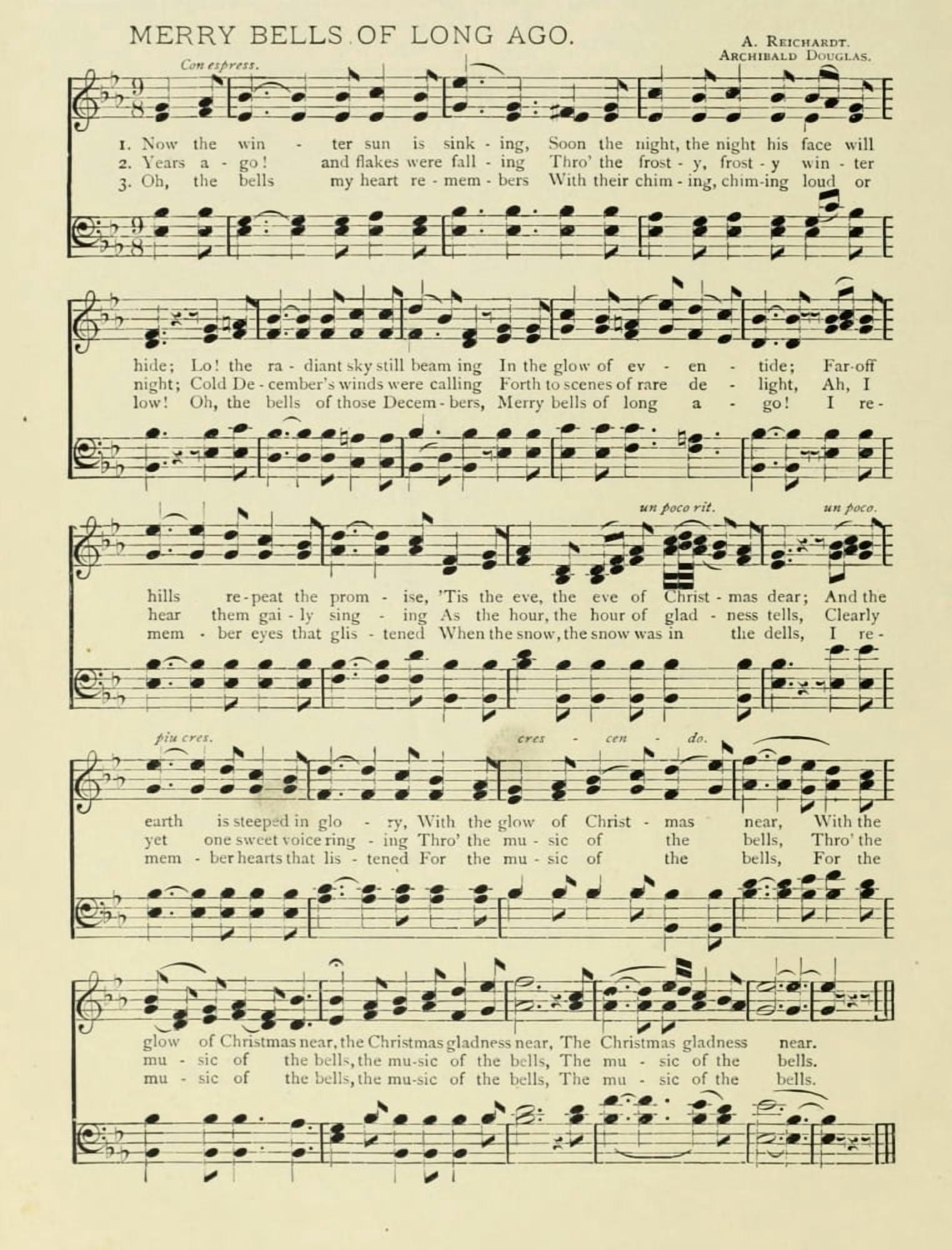Merry Bells of Long Ago Christmas in Song 1891 Canvas Art - (24 x 36)
