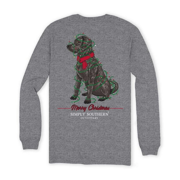 Merry Black Lab Christmas T Shirt L