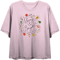 thumbnail image 1 of Merry & Bright Christmas Lights Women's Pink Crew Neck Short Sleeve Crop Tee-Medium, 1 of 2