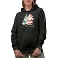 thumbnail image 1 of Merry & Bright, Christmas & Santa Art, Black Hooded Sweatshirt or Hoodie, Small, 1 of 5