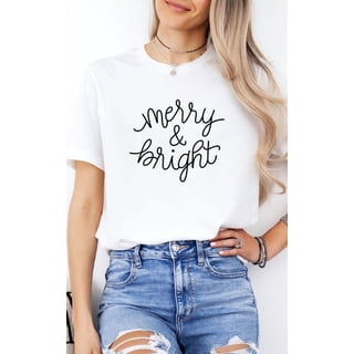 Merry & Bright Christmas T-Shirt – Festive Holiday Graphic Tee for Women & Men