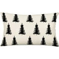thumbnail image 1 of Merry Bright Christmas Tree Decor Pillow Covers 12x20 Inch Black and White Forest Pine Trees Xmas Throw Waist Pillow Covers Winter Decorations for Home Sofa Couch, Cotton Linen Cushion Cover, 1 of 6