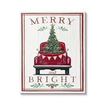 Merry & Bright Christmas Tree In Truck Rustic Botanicals Transportation Graphic Art Gallery-Wrapped Canvas Print Wall Art
