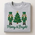 thumbnail image 1 of Merry & Bright Embroidered Nutcracker Sweatshirt, Christmas Tree Toy Soldier Crewneck, Festive Holiday Gift, 1 of 4