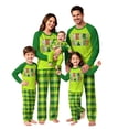 thumbnail image 1 of Merry Bright Letter Print Matching Christmas Pajamas for Family, Green Raglan Top & Plaid Pants, Cozy Christmas Pjs for Holiday Photo, 1 of 5