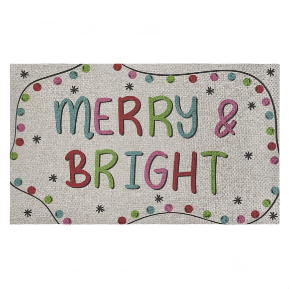 Merry & Bright Ornament Border Outdoor Door Mat, design by Emily Cromwell, 18"x30"