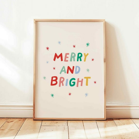 Merry Bright Poster Colorful Wall Art Modern Decor Design1 Poster, Unframed Size 12x18