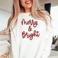 thumbnail image 1 of Merry & Bright Sweater Shirt | Festive Holiday Red Glitter Text Graphic Sweatshirt, 1 of 7