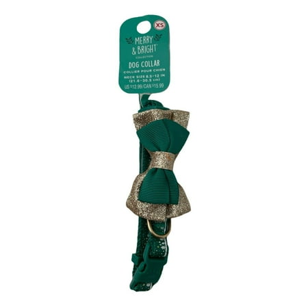 Merry & Bright Tree Bowtie Adjustable Collar XSmall