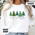 thumbnail image 1 of Merry & Bright Winter Trees Sweatshirt : Womens Sweater, Winter Outfit, Family Party854 Sweatshirt All Size S-5XL, 1 of 5