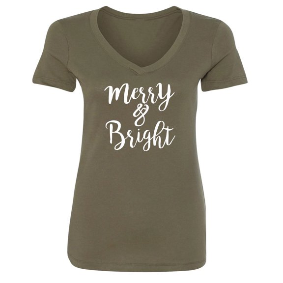 Merry & Bright Womens V-Neck Tee