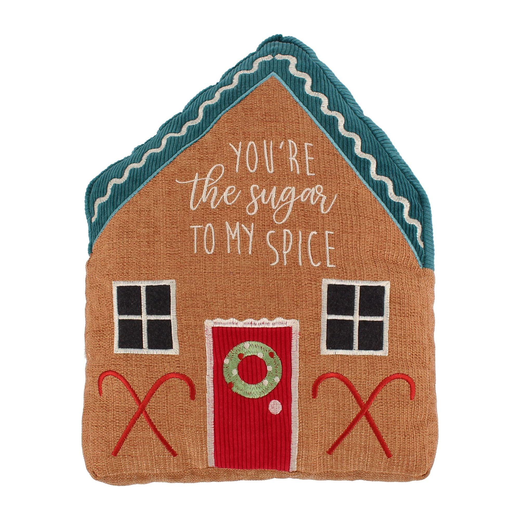 Gingerbread House Embroidered Holiday Decorative Pillow