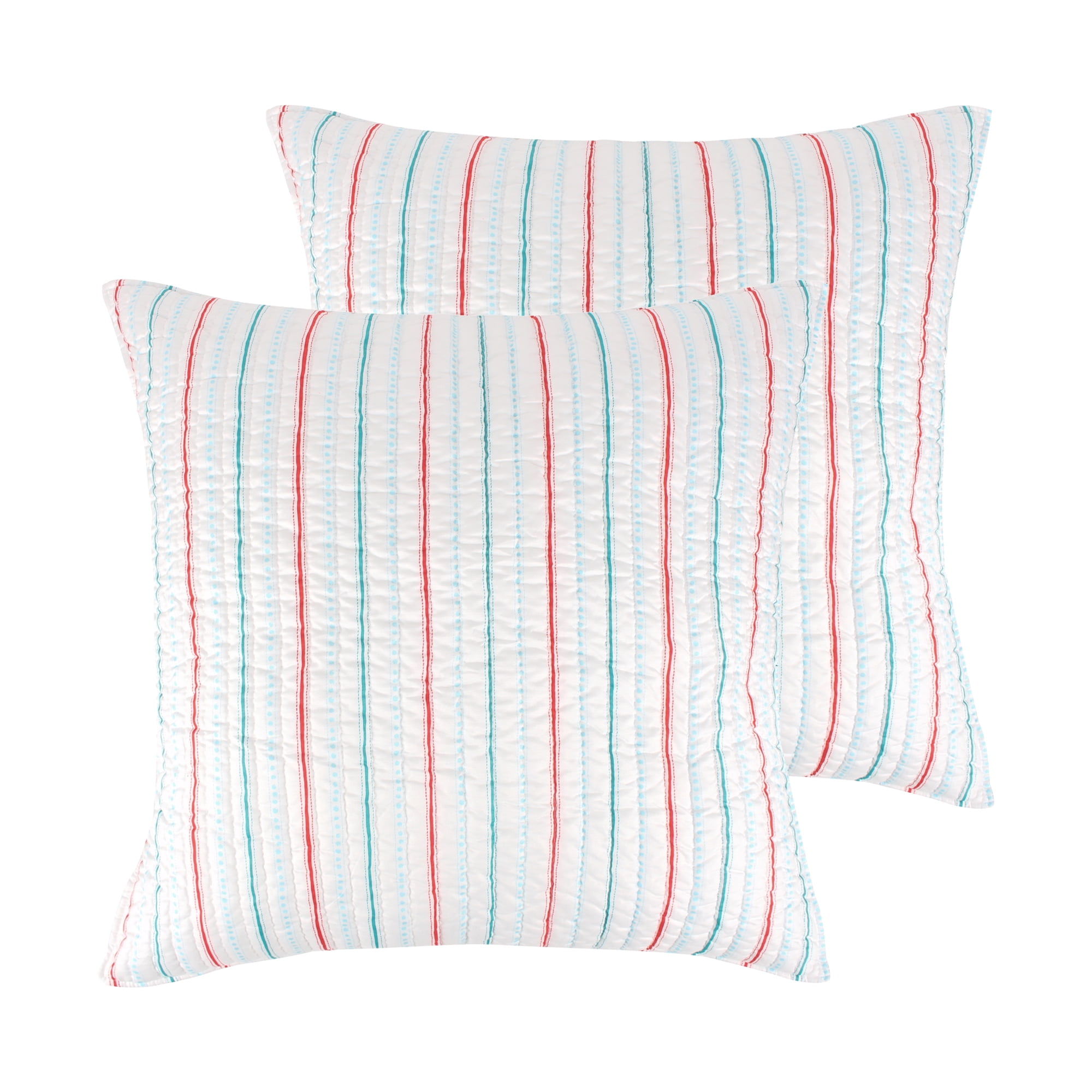 Holly Jolly Red and Light Blue Striped Euro Shams