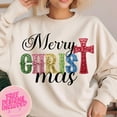 thumbnail image 1 of Merry CHRISTmas Sweatshirt, Christian Glitter Faux Sequin Pullover, Bible Verse Jesus Holiday Sweater, Faith-Based Christmas Shirt, 1 of 5