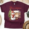 thumbnail image 1 of Merry Campmas T-Shirt | Cute Snowman Camping Holiday Graphic Tee, Maroon, Size 2XL, 1 of 6