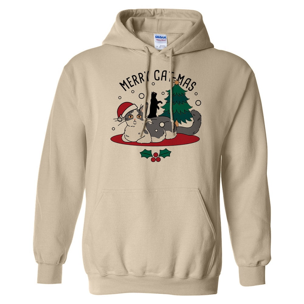 Merry Catmas Hoodie Sweatshirt Unisex 2X Large Sand Walmart