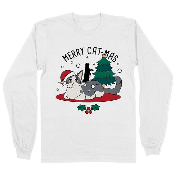 Merry Catmas Long Sleeve Shirt Unisex Large White
