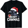 thumbnail image 1 of Merry Cawmas Raven Santa Hat Gift Black Short Sleeve T Shirt for Men and Women, 1 of 4