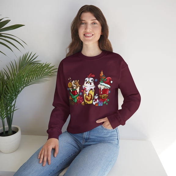 Merry Chickmas Sweatshirts, Chicken Sweatshirts, Christmas Sweatshirts
