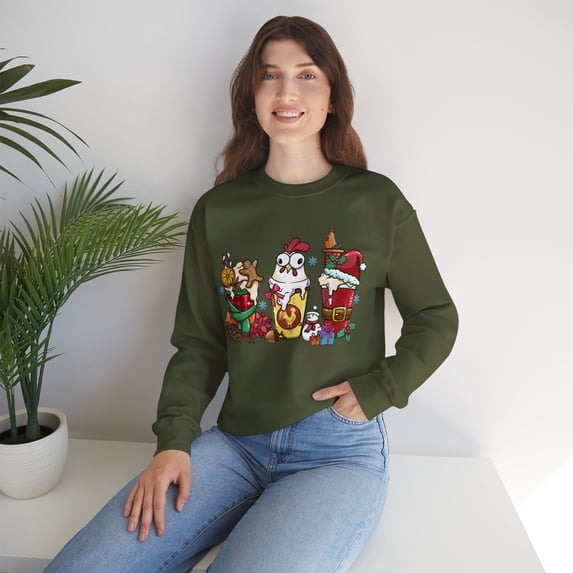 Merry Chickmas Sweatshirts, Chicken Sweatshirts, Christmas Sweatshirts