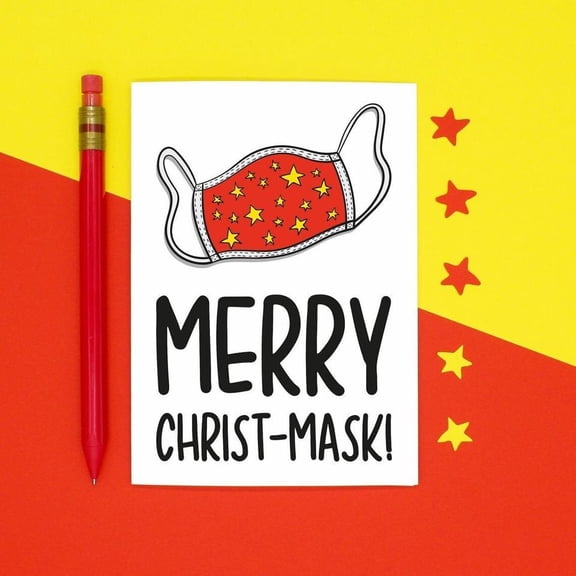 Merry Christ-Mask Card Fun Holiday Greeting Card with Face Mask Design Blank Inside for Personal Messages Perfect for Friends & Family during Christmas
