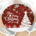 thumbnail image 1 of Merry Christma Tree Round Fitted Tablecloth with Elastic Edge,Water-Resistant Winter Red White Snowflake Happy New Year Table Cover for 48-52" Found Tables Xmas Table Cloth for Dinner,Outdoor,Patio, 1 of 4