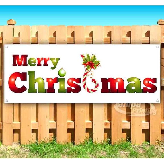 Merry Christmas 13 oz Vinyl Banner With Metal Grommets