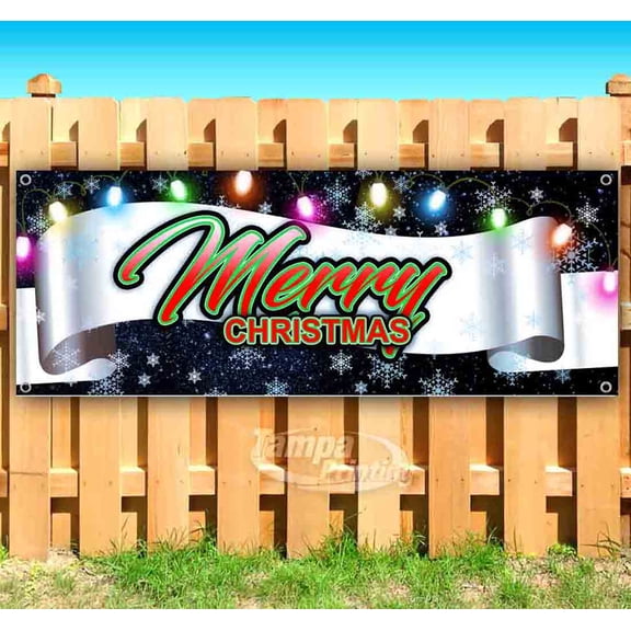 Merry Christmas 13 oz Vinyl Banner With Metal Grommets