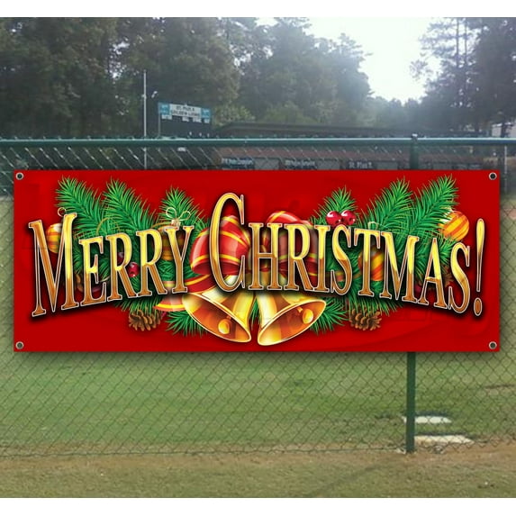Merry Christmas 13 oz Vinyl Banner With Metal Grommets